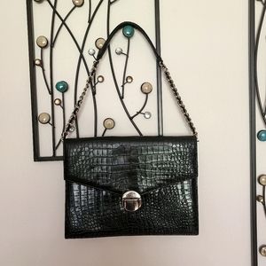 Vintage Naturalizer black leather croc print bag